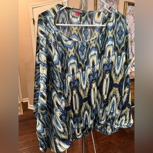 Vince Camuto Peacock Pattern Batwing Blouse Size  XL